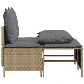 4-tlg. Garten-Sofagarnitur mit Kissen Beige Poly Rattan