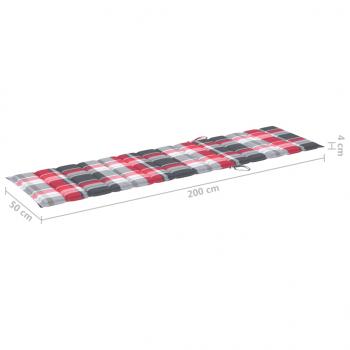 Sonnenliegen-Auflage Rot Karomuster 200x50x3 cm Oxford-Gewebe