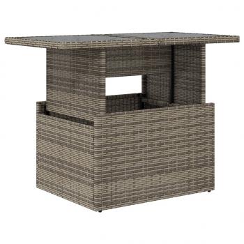 ARDEBO.de - Gartentisch mit Glasplatte Grau 100x55x73 cm Poly Rattan