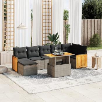 ARDEBO.de - 8-tlg. Garten-Sofagarnitur mit Kissen Grau Poly Rattan