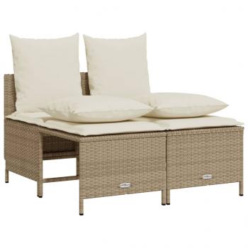 4-tlg. Garten-Sofagarnitur mit Kissen Beige Poly Rattan