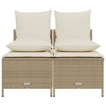 4-tlg. Garten-Sofagarnitur mit Kissen Beige Poly Rattan