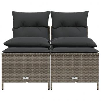 4-tlg. Garten-Sofagarnitur mit Kissen Grau Poly Rattan