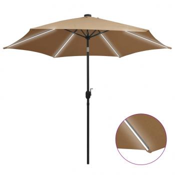 ARDEBO.de - Sonnenschirm mit LED-Leuchten & Aluminium-Mast 300 cm Taupe