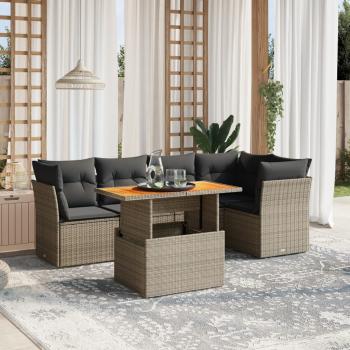 ARDEBO.de - 5-tlg. Garten-Sofagarnitur mit Kissen Grau Poly Rattan