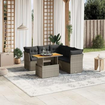 ARDEBO.de - 5-tlg. Garten-Sofagarnitur mit Kissen Grau Poly Rattan