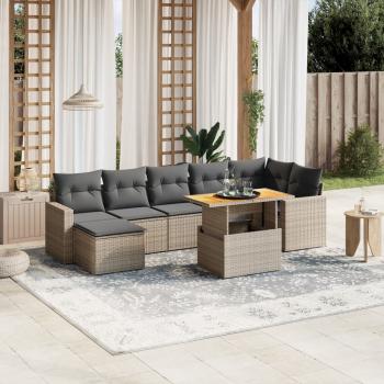 ARDEBO.de - 8-tlg. Garten-Sofagarnitur mit Kissen Grau Poly Rattan