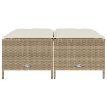 Gartenhocker mit Kissen 4 Stk. Beige Poly Rattan