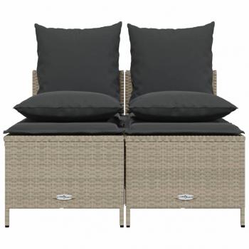 4-tlg. Garten-Sofagarnitur mit Kissen Hellgrau Poly Rattan