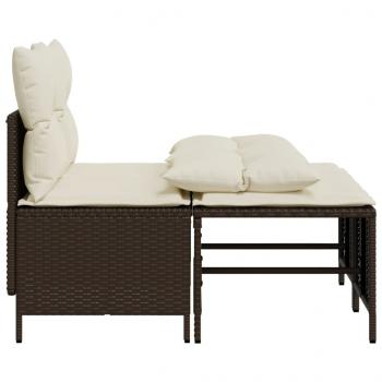 4-tlg. Garten-Sofagarnitur mit Kissen Braun Poly Rattan