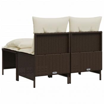 4-tlg. Garten-Sofagarnitur mit Kissen Braun Poly Rattan