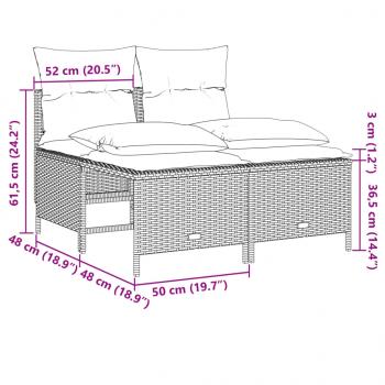 4-tlg. Garten-Sofagarnitur mit Kissen Braun Poly Rattan