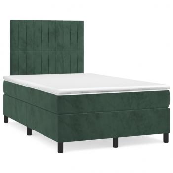 ARDEBO.de - Boxspringbett mit Matratze Dunkelgrün 120x190 cm Samt