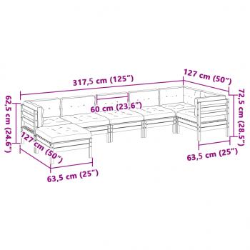 7-tlg. Garten-Sofagarnitur mit Kissen Massivholz Douglasie