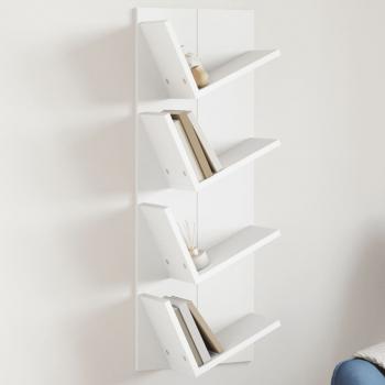 ARDEBO.de - Wand-Bücherregal mit 4 Fächern Weiß 33x16x90 cm