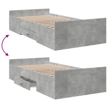 Bettgestell mit Schubladen Betongrau 100x200 cm Holzwerkstoff