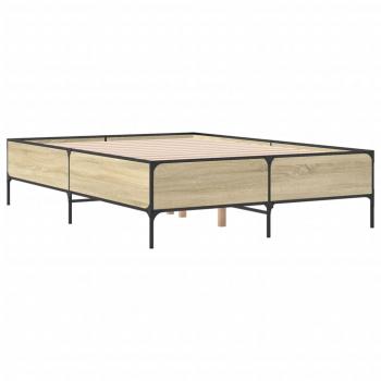 Bettgestell Sonoma-Eiche 135x190 cm Holzwerkstoff und Metall