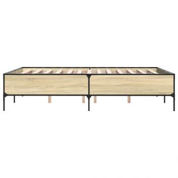 Bettgestell Sonoma-Eiche 135x190 cm Holzwerkstoff und Metall