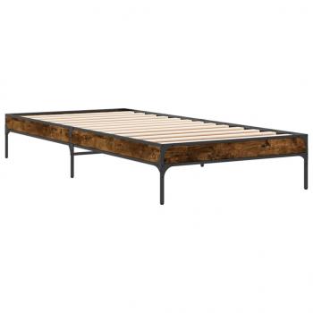 Bettgestell Räuchereiche 90x190 cm Holzwerkstoff und Metall