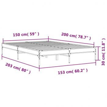 Bettgestell Räuchereiche 150x200 cm Holzwerkstoff und Metall