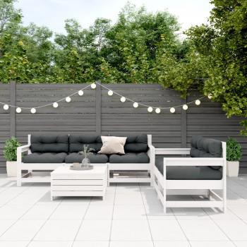 ARDEBO.de - 6-tlg. Garten-Lounge-Set mit Kissen Weiß Massivholz Kiefer