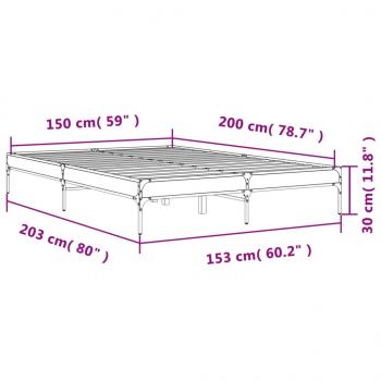 Bettgestell Schwarz 150x200 cm Holzwerkstoff und Metall