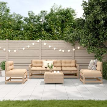 ARDEBO.de - 6-tlg. Garten-Lounge-Set mit Kissen Massivholz Kiefer