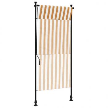 Außenrollo Orange und Weiß 100x270 cm Stoff und Stahl