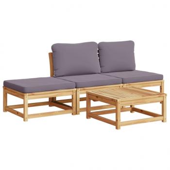 4-tlg. Garten-Lounge-Set mit Kissen Massivholz Akazie