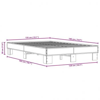 Bettgestell Sonoma-Eiche 135x190 cm Holzwerkstoff und Metall