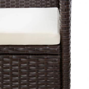 Gartensofa 3-Sitzer mit Kissen Braun Poly Rattan