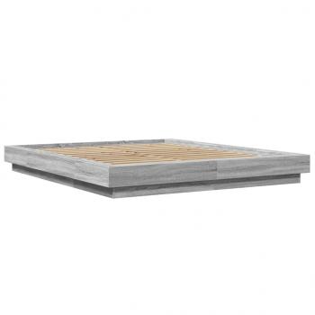 Bettgestell mit LED Grau Sonoma 150x200 cm Holzwerkstoff