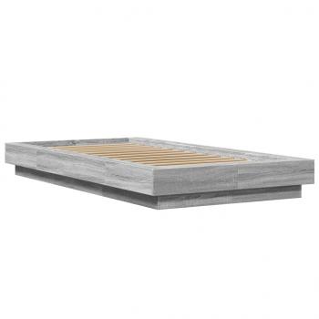 Bettgestell mit LED Grau Sonoma 90x200 cm Holzwerkstoff