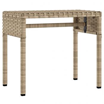 Sonnenliege mit Dach und Tisch Beige Poly Rattan