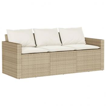 6-tlg. Garten-Sofagarnitur mit Kissen Beige Poly Rattan