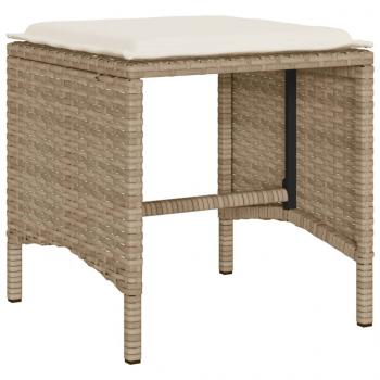 6-tlg. Garten-Sofagarnitur mit Kissen Beige Poly Rattan