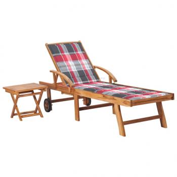 ARDEBO.de - Sonnenliege mit Tisch und Auflage Massivholz Teak