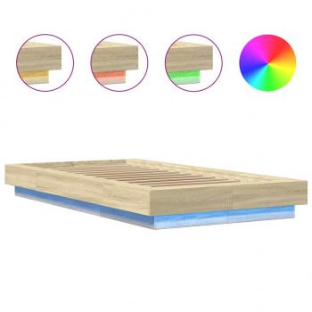 Bettgestell mit LED Sonoma-Eiche 90x200 cm Holzwerkstoff