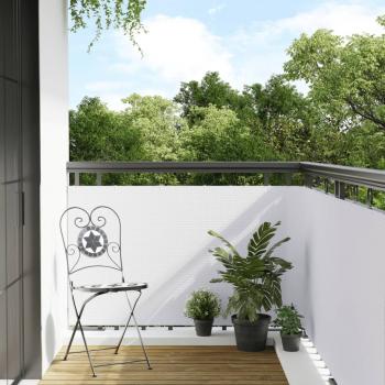 ARDEBO.de - Balkon-Sichtschutz Weiß 1000x80 cm Poly Rattan