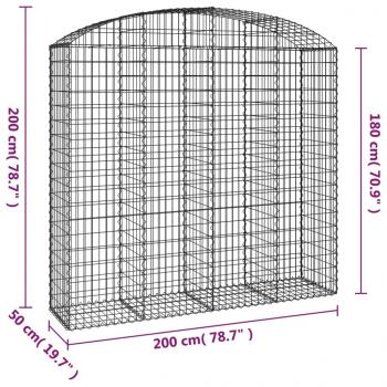 Gabione mit Hochbogen 200x50x180/200 cm Verzinktes Eisen