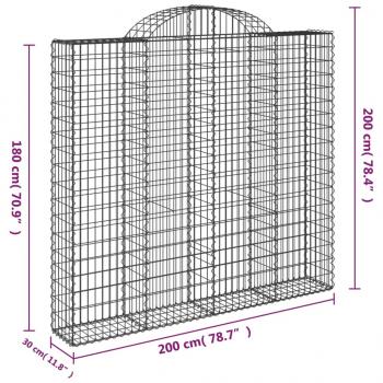 Gabione mit Hochbogen 200x30x180/200 cm Verzinktes Eisen