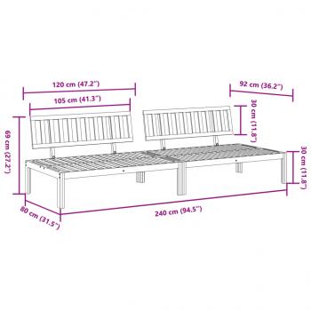 Garten-Mittelsofas aus Paletten 2 Stk. Massivholz Akazie