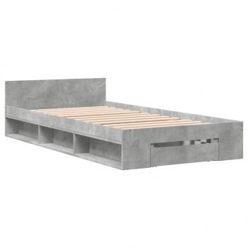 Bettgestell mit Schublade Betongrau 75x190 cm Holzwerkstoff