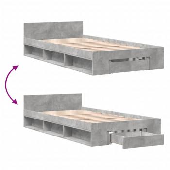 Bettgestell mit Schublade Betongrau 75x190 cm Holzwerkstoff