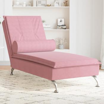 ARDEBO.de - Massage-Chaiselongue mit Nackenrolle Rosa Samt