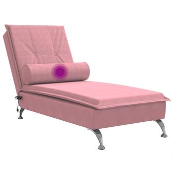 Massage-Chaiselongue mit Nackenrolle Rosa Samt