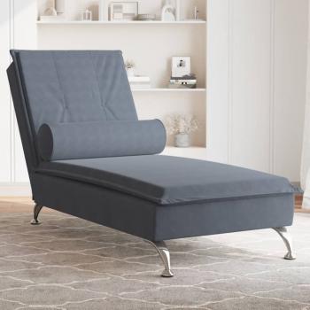 ARDEBO.de - Massage-Chaiselongue mit Nackenrolle Dunkelgrau Samt