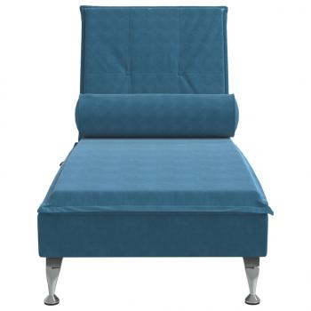 Massage-Chaiselongue mit Nackenrolle Blau Samt