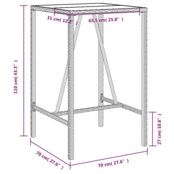 Garten-Bartisch Braun 70x70x110 cm Poly Rattan