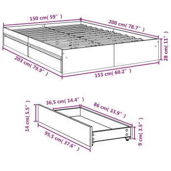 Bettgestell mit Schubladen Sonoma-Eiche 150x200cm Holzwerkstoff